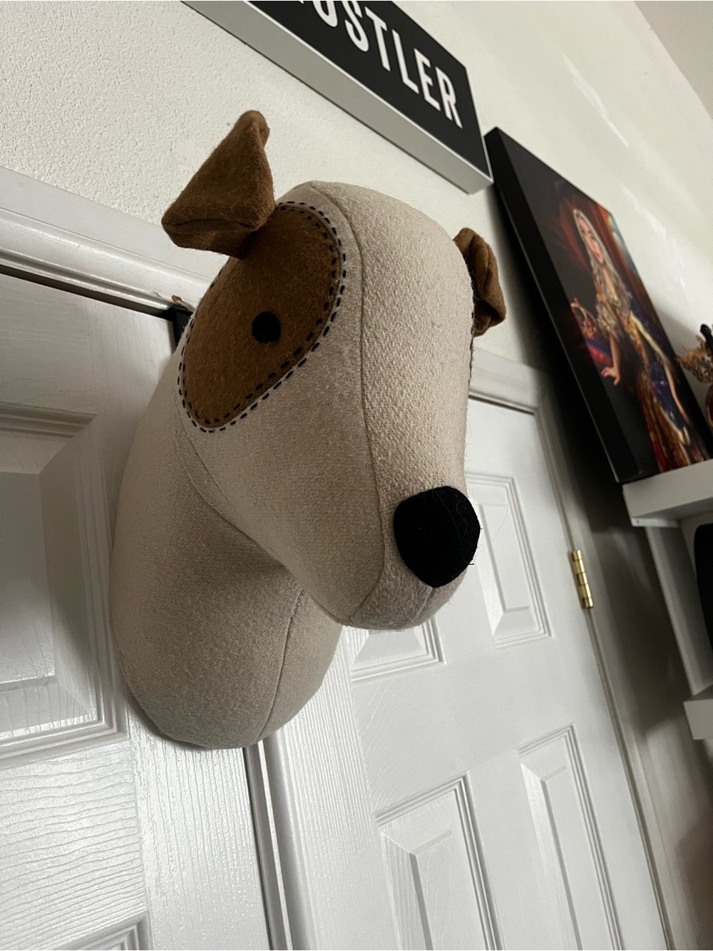 Plush Dog Wall Mount Decor - Cream and Brown